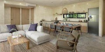 sala · Departamento, L3 Br2 Ba1, Lofts Bohemios, Tulum