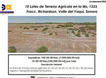 Terreno industrial , San Ignacio Río Muerto · Se Venden 10 Terrenos Agricolas