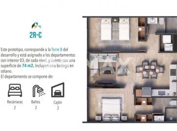 Departamento · 75m² · 2 Recámaras · 2 Estacionamientos · Departamentos en Venta en Colonia Moderna - (4)