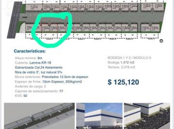 Bodega comercial · 1472m² · 17 Estacionamientos · Bodega Industrial - Cosmópolis