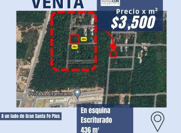 Terreno / Lote · 436m² · Venta de Terreno en Esquina en Av Urano, Cancún