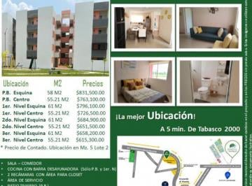 Departamento · 58m² · 2 Recámaras · Departamento en Venta Residencial Bosques