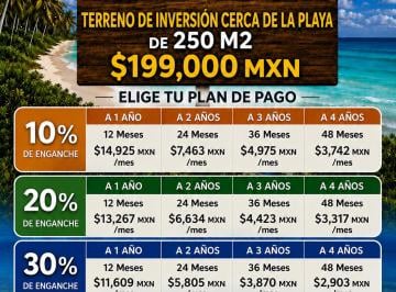 Precio de contado y financiamiento a MSI · Terrenos de 250 m² | a 5 Km de La Playa de Chicxulub Puerto | Escritura Pública