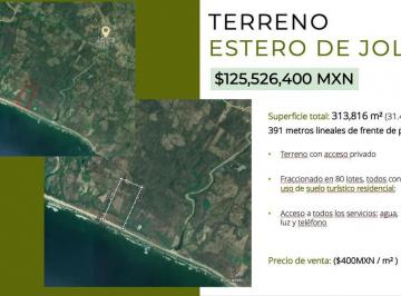 Terreno / Lote · 314000m² · Gran Terreno de 31.4 Ha con Frente de Playa a La Venta en Joluta Guerrero.