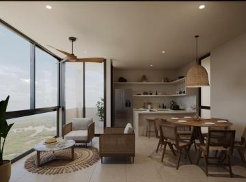 Sala, Comedor y Cocina · Departamento en Venta en La Playa. Chicxulub Puerto, Yucatán. 2 Habitaciones