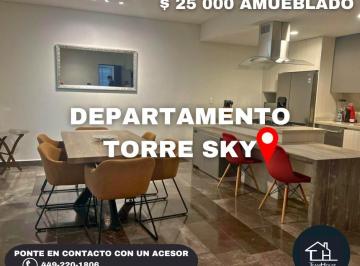 Departamento de 2 habitaciones, Aguascalientes · Departamento Amueblado Renta en Torre Sky San Telmo en Aguascalientes