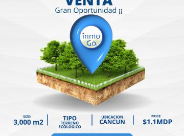 Terreno / Lote · 3000m² · Venta Terreno Ecológico Cancun. El Pedregal 3000 m² 1.1 Mdp