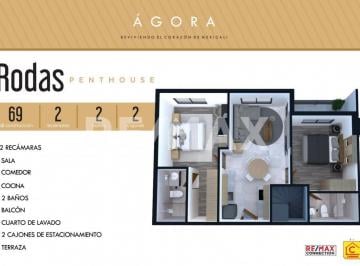 Departamento · 69m² · 2 Recámaras · 2 Estacionamientos · Departamento Rodas en Preventa en Ágora High Life (Centro Civico) - (4)