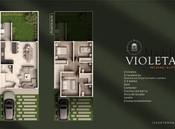Casa en condominio · 101m² · 3 Recámaras · 2 Estacionamientos · Casa en Venta Puerta Mongolia (Modelo Violeta)