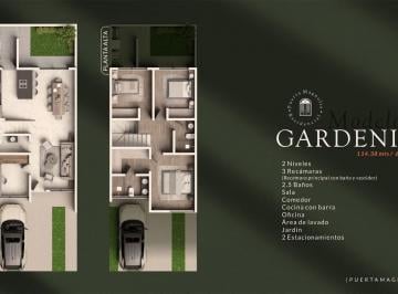 Casa en condominio · 114m² · 3 Recámaras · 2 Estacionamientos · Casa en Venta Puerta Magnolia "Modelo Gardenia"