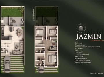Casa en condominio · 126m² · 3 Recámaras · 2 Estacionamientos · Casa en Venta Puerta Magnolia "Modelo Jazmín"