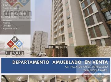 Departamento · 192m² · 3 Recámaras · 2 Estacionamientos · Departamento Amueblado en Venta, Av Faja de Oro en Petrolera Tampico