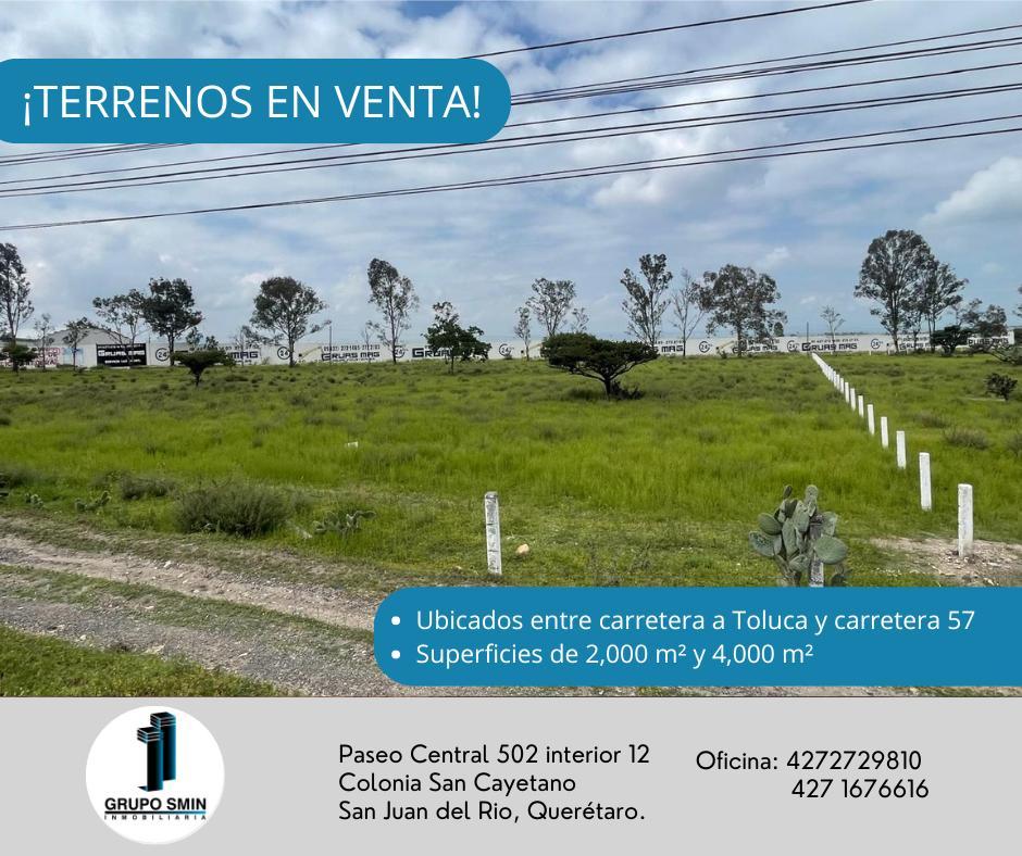 Terrenos en Venta de 2,000 m&sup2; y 4,000 m&sup2; en Caseta de Palmillas Querétaro