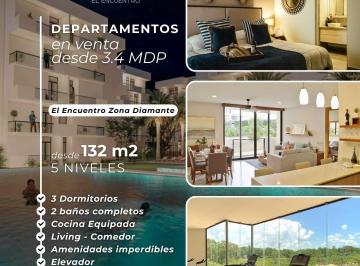 Departamento · 132m² · 3 Recámaras · 1 Estacionamiento · Departamentos Nuevos "El Encuentro" Playa del Carmen (Fvd - 2484)