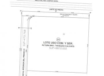 Terreno comercial , Querétaro · Terreno Comercial con 110 m. de Frente Sobre Fray Junípero Serra