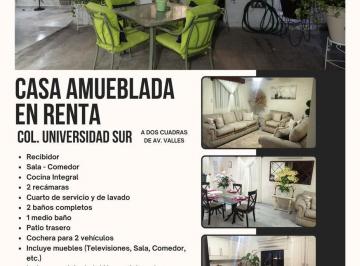 Casa · 2 Recámaras · 2 Estacionamientos · En Renta Casa Amueblada en Colonia Universidad Sur, Tampico Tamaulipas