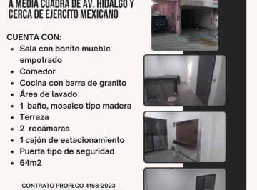 Departamento · 64m² · 2 Recámaras · 1 Estacionamiento · Departamento en Venta a Media Cuadra de Av Hidalgo