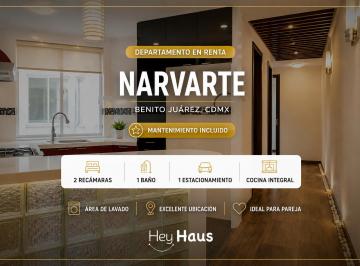 Departamento de 2 habitaciones, Benito Juárez · Rento Depto Narvarte, Peten, Benito Juárez
