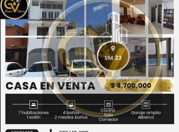 Casa · 7 Recámaras · 2 Estacionamientos · Casa en Super Manzana 23