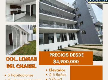 Departamento · 276m² · 3 Recámaras · 2 Estacionamientos · Departamento en Venta en Col. Lomas del Chairel, Tampico, Tamaulipas.