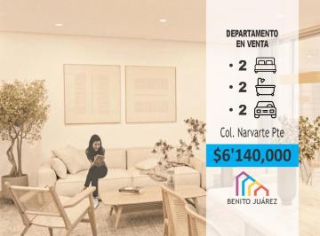 Departamento · 120m² · 2 Recámaras · 2 Estacionamientos · Venta de Departamento en La Morena Narvarte Poniente
