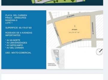Terreno / Lote · Venta de 7 Hectáreas $5,200 m², Av Universidad con 65, Playa del Carmen, Q. Roo. Clave Clau134