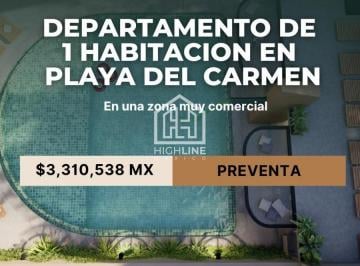 Departamento · 110m² · 2 Recámaras · 2 Estacionamientos · Departamento a La Venta en Playa del Carmen, 2 Habitaciones 110 m²