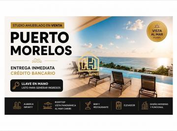 Departamento · 31m² · 1 Recámara · Studio en Venta Puerto Morelos Entrega Inmediata - Credito Bancario y Amueblado