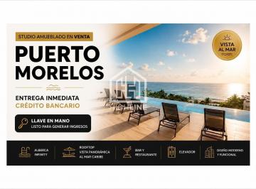 Departamento · 31m² · 1 Recámara · Studio en Venta Puerto Morelos Entrega Inmediata - Credito Bancario y Amueblado