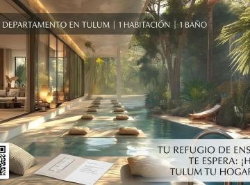Departamento · 64m² · 1 Recámara · Estudio en Venta en Tulum con Lavandería, Spa, Gym