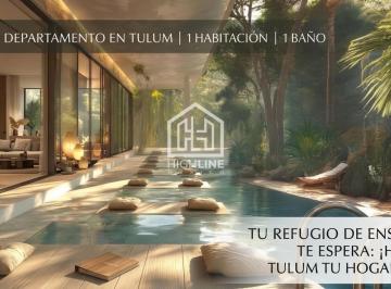 Departamento · 64m² · 1 Recámara · Estudio en Venta en Tulum con Lavandería, Spa, Gym