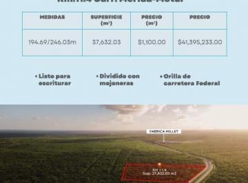 Terreno / Lote · 37632m² · Venta Macro Terreno Para Desarrollo Sobre Carr Merida Motul