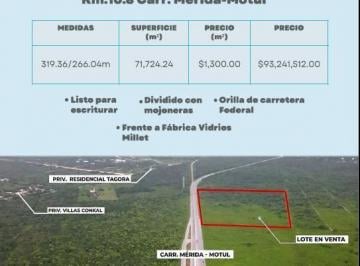 Terreno / Lote · 71724m² · En Venta Terreno Para Desarrollar Sobre Carr. Merida Motul