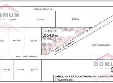 Terreno / Lote · 2554m² · Terreno en Carolinas Fraccionamiento Campestre - Cadereyta Nl