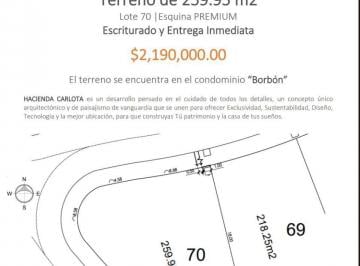 Terreno / Lote 259m² Venta Carlota Hacienda Vanegas · Terreno Premium en Venta en Hacienda Carlota