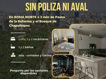 Departamento de 1 habitación, Cuauhtémoc · Departamento Loft/studio en Renta en Roma Norte a 3 Min de Reforma Sin Aval Ni Poliza