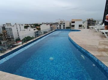 Departamento de 1 habitación, Solidaridad · Estudio en Condominio Sky Tower, Amueblado y Equipado, Elevador, Rooftop Piscina Infinity