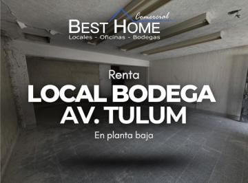 Local comercial · 54m² · 1 Recámara · 2 Estacionamientos · Local Bodega 54 m² en Renta en Centro Av Tulum Planta Baja Cancun