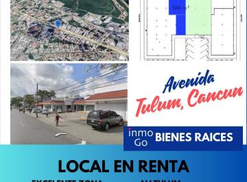 Local comercial · 194m² · 4 Estacionamientos · Renta Local Comercial Cancún, Av Tulum Sm 20 $67,900 Mil + Iva 194.9 m²