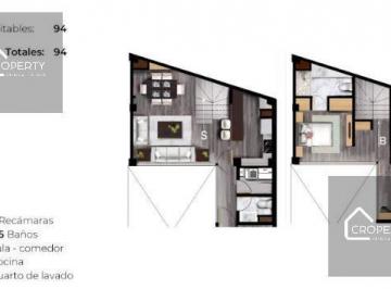 Departamento · 94m² · 2 Recámaras · 1 Estacionamiento · Departamento en Col. Condesa, Cuauhtémoc