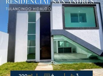 Casa · 230m² · 4 Recámaras · 2 Estacionamientos · Casa en Venta en San Andrés Tulancingo con Doble Altura y Jardín
