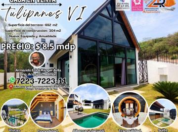 Casa de 4 habitaciones, Ixtapan de la Sal · Casa Tulipanes VI de un Nivel con Diseño a Doble Altura, Nueva, Amueblada, 1 Suite, Alberca y Jacuzzi