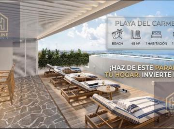 Departamento · 45m² · 1 Recámara · Departamento Estudio en Venta en Playa del Carmen 1 Recamara con Rooftop y Alberca