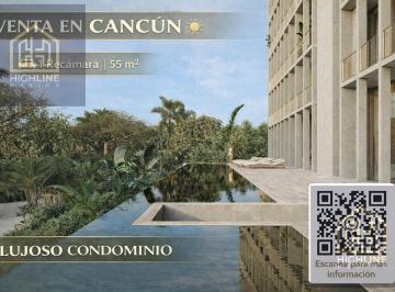 Departamento · 55m² · 1 Recámara · Departamento Loft en Venta en Cancún con Alberca y Elevador