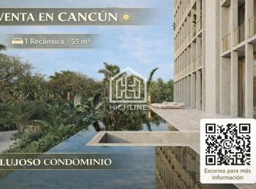 Departamento · 55m² · 1 Recámara · Departamento Loft en Venta en Cancún con Alberca y Elevador