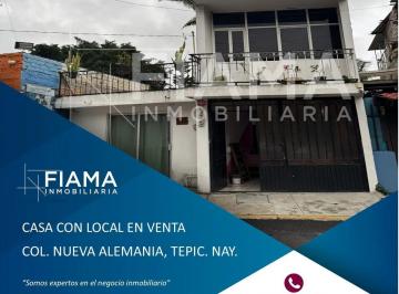 Casa de 2 habitaciones, Tepic · Casa con Local en Venta, Col. Nueva Alemania, Tepic, Nay.