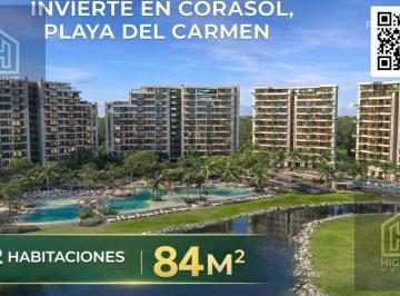 Departamento · 84m² · 2 Recámaras · Departamento en Venta en Playa del Carmen Corasol 2 Recamaras con Campo de Golf