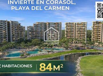 Departamento · 84m² · 2 Recámaras · Departamento en Venta en Playa del Carmen Corasol 2 Recamaras con Campo de Golf