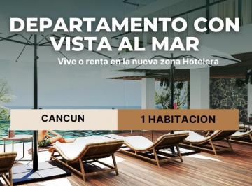 Departamento · 75m² · 1 Recámara · 1 Estacionamiento · Venta de Loft en Cancun con Vista Al Mar, Alberca Gimnasio