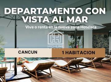 Departamento · 75m² · 1 Recámara · 1 Estacionamiento · Venta de Loft en Cancun con Vista Al Mar, Alberca Gimnasio